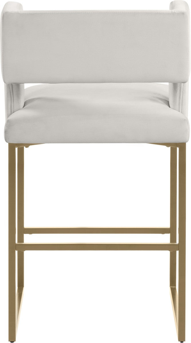 Meridian Furniture Caleb Cream Velvet Counter Stool - Set of 2