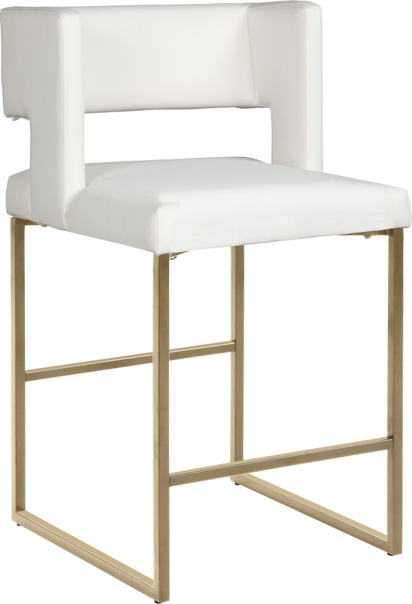 Meridian Furniture Caleb White Faux Leather Counter Stool - Set of 2