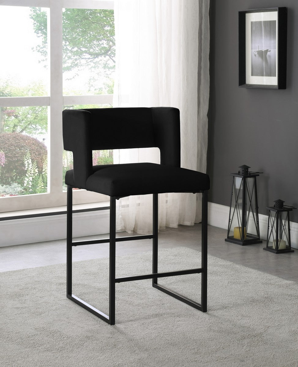 Meridian Furniture Caleb Black Velvet Counter Stool - Set of 2