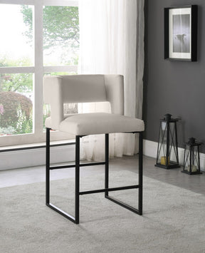 Meridian Furniture Caleb Cream Velvet Counter Stool - Set of 2