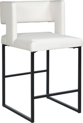 Meridian Furniture Caleb White Faux Leather Counter Stool - Set of 2