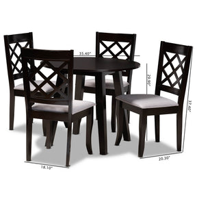 Baxton Studio Daisy Modern and Contemporary Grey Fabric Upholstered and Dark Brown Finished Wood 5-Piece Dining Set