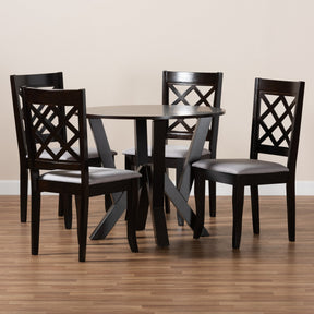 Baxton Studio Adina Modern and Contemporary Grey Fabric Upholstered and Dark Brown Finished Wood 5-Piece Dining Set