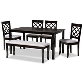 Baxton Studio Andor Modern and Contemporary Grey Fabric Upholstered and Dark Brown Finished Wood 6-Piece Dining Set Baxton Studio-Dining Sets-Minimal And Modern - 1