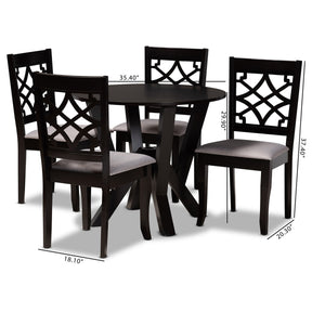 Baxton Studio Alisa Modern and Contemporary Grey Fabric Upholstered and Dark Brown Finished Wood 5-Piece Dining Set