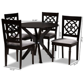 Baxton Studio Sadie Modern and Contemporary Grey Fabric Upholstered and Dark Brown Finished Wood 5-Piece Dining Set
