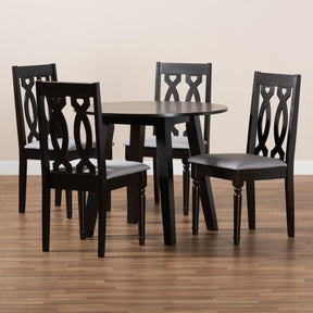 Baxton Studio Imogen Modern and Contemporary Grey Fabric Upholstered and Dark Brown Finished Wood 5-Piece Dining Set