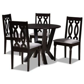 Baxton Studio Anise Modern and Contemporary Grey Fabric Upholstered and Dark Brown Finished Wood 5-Piece Dining Set Baxton Studio-Dining Sets-Minimal And Modern - 1