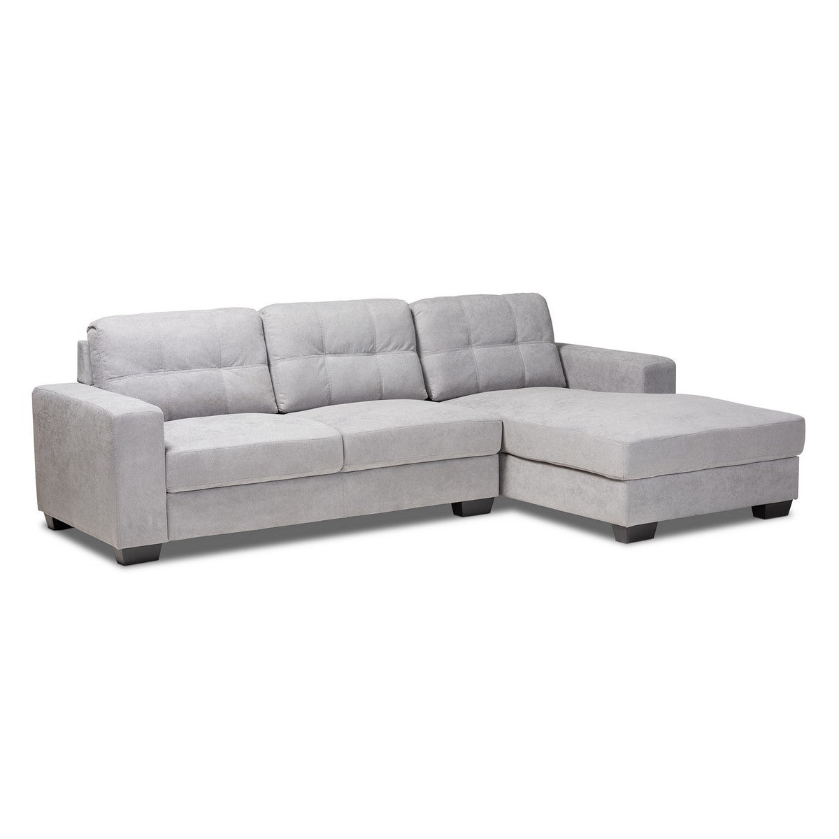 Baxton Studio Langley Modern and Contemporary Light Grey Fabric Upholstered Sectional Sofa with Right Facing Chaise Baxton Studio-sectionals-Minimal And Modern - 1