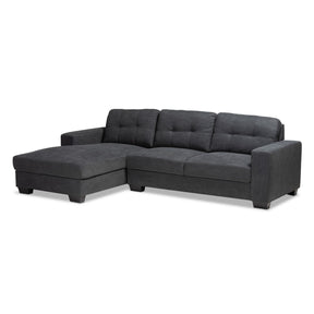 Baxton Studio Langley Modern and Contemporary Dark Grey Fabric Upholstered Sectional Sofa with Left Facing Chaise Baxton Studio-sectionals-Minimal And Modern - 1