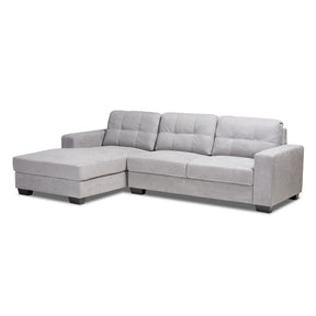 Baxton Studio Langley Modern and Contemporary Light Grey Fabric Upholstered Sectional Sofa with Left Facing Chaise Baxton Studio-sectionals-Minimal And Modern - 1
