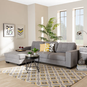 Baxton Studio Langley Modern and Contemporary Light Grey Fabric Upholstered Sectional Sofa with Left Facing Chaise
