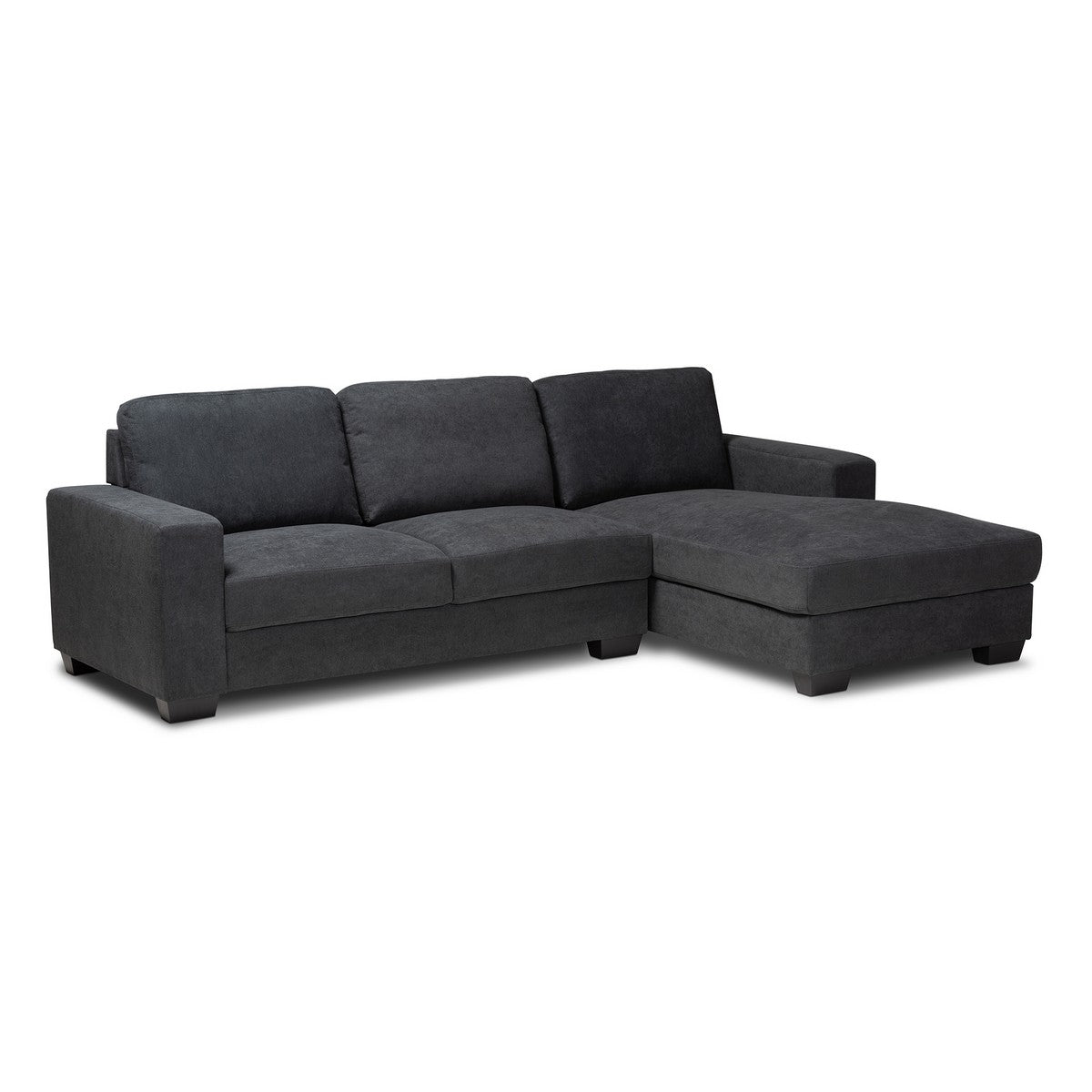 Baxton Studio Nevin Modern and Contemporary Dark Grey Fabric Upholstered Sectional Sofa with Right Facing Chaise Baxton Studio-sectionals-Minimal And Modern - 1