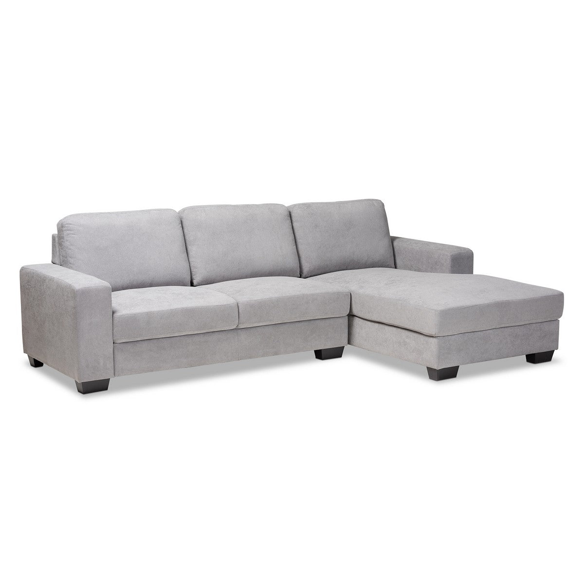 Baxton Studio Nevin Modern and Contemporary Light Grey Fabric Upholstered Sectional Sofa with Right Facing Chaise Baxton Studio-sectionals-Minimal And Modern - 1
