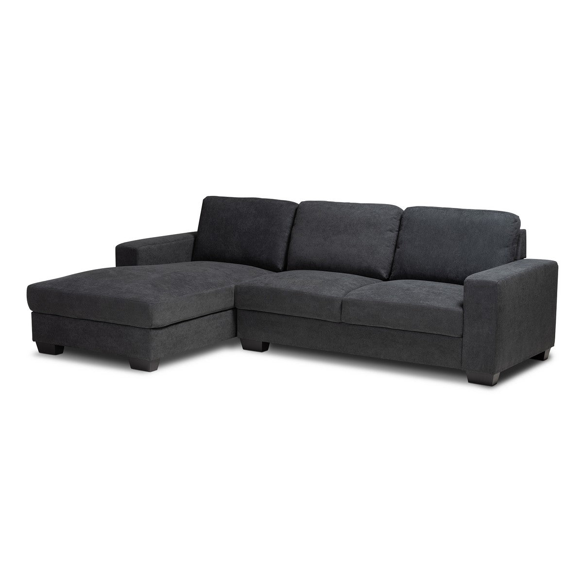 Baxton Studio Nevin Modern and Contemporary Dark Grey Fabric Upholstered Sectional Sofa with Left Facing Chaise Baxton Studio-sectionals-Minimal And Modern - 1
