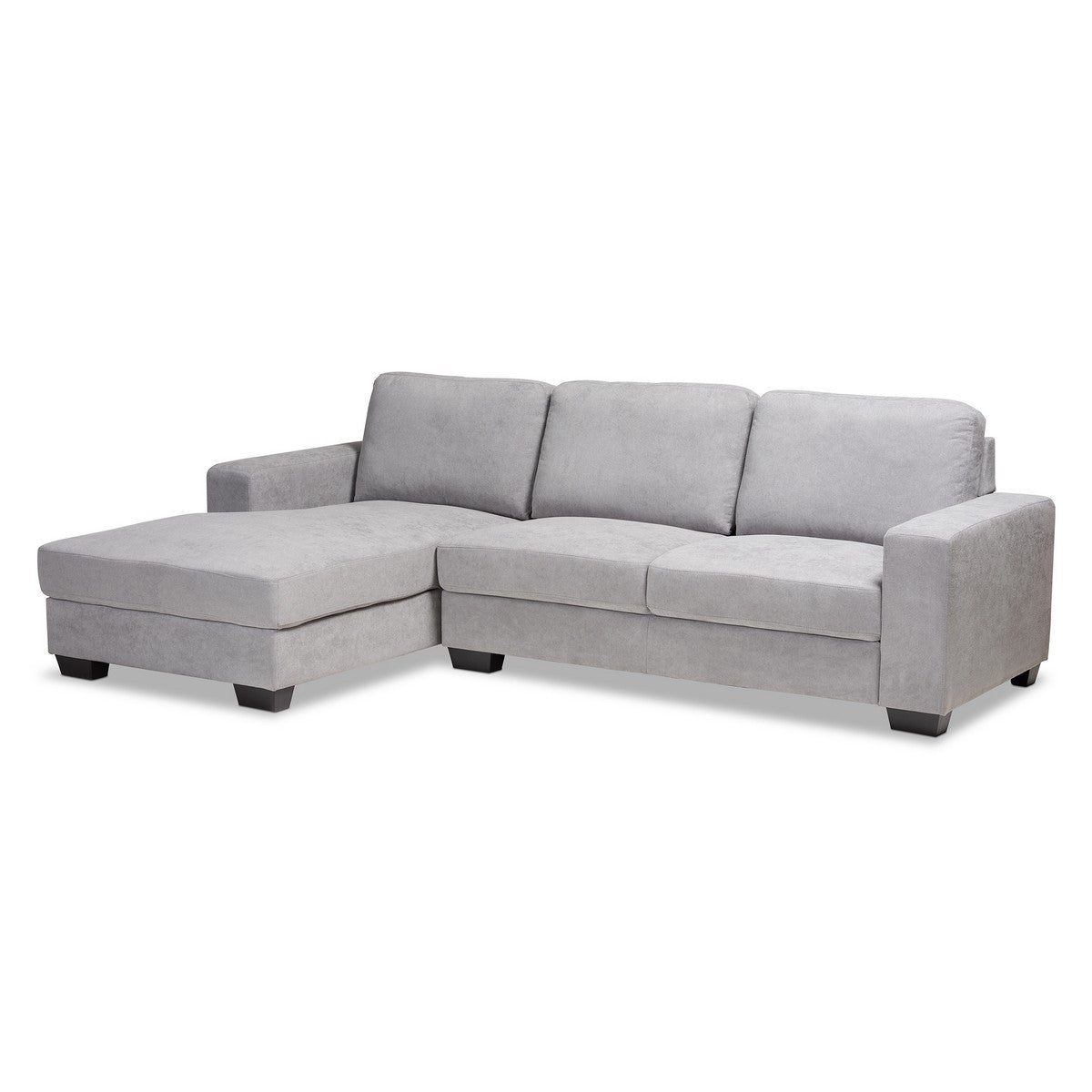 Baxton Studio Nevin Modern and Contemporary Light Grey Fabric Upholstered Sectional Sofa with Left Facing Chaise Baxton Studio-sectionals-Minimal And Modern - 1