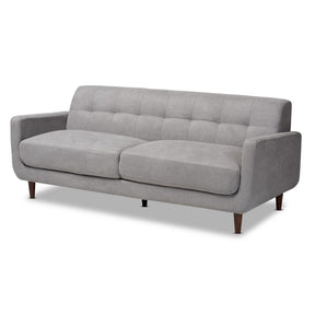 Baxton Studio Allister Mid-Century Modern Light Grey Fabric Upholstered Sofa Baxton Studio-sofas-Minimal And Modern - 1