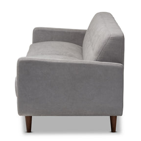 Baxton Studio Allister Mid-Century Modern Light Grey Fabric Upholstered Sofa