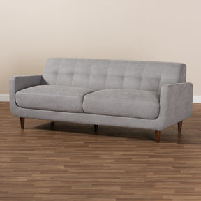 Baxton Studio Allister Mid-Century Modern Light Grey Fabric Upholstered Sofa