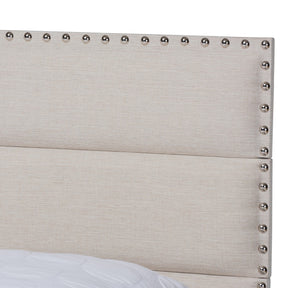 Baxton Studio Ansa Modern and Contemporary Beige Fabric Upholstered Queen Size Bed