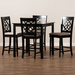 Baxton Studio Arden Modern and Contemporary Sand Fabric Upholstered Espresso Brown Finished 5-Piece Wood Pub Set