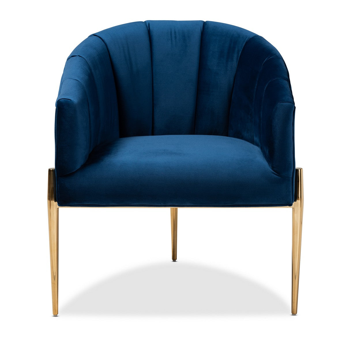 Baxton Studio Clarisse Glam and Luxe Navy Blue Velvet Fabric Upholstered Gold Finished Accent Chair Baxton Studio-chairs-Minimal And Modern - 1