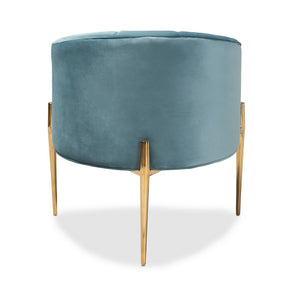 Baxton Studio Clarisse Glam and Luxe Light Blue Velvet Fabric Upholstered Gold Finished Accent Chair