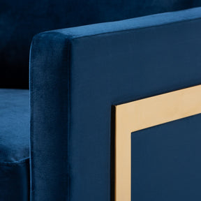 Baxton Studio Matteo Glam and Luxe Royal Blue Velvet Fabric Upholstered Gold Finished Armchair