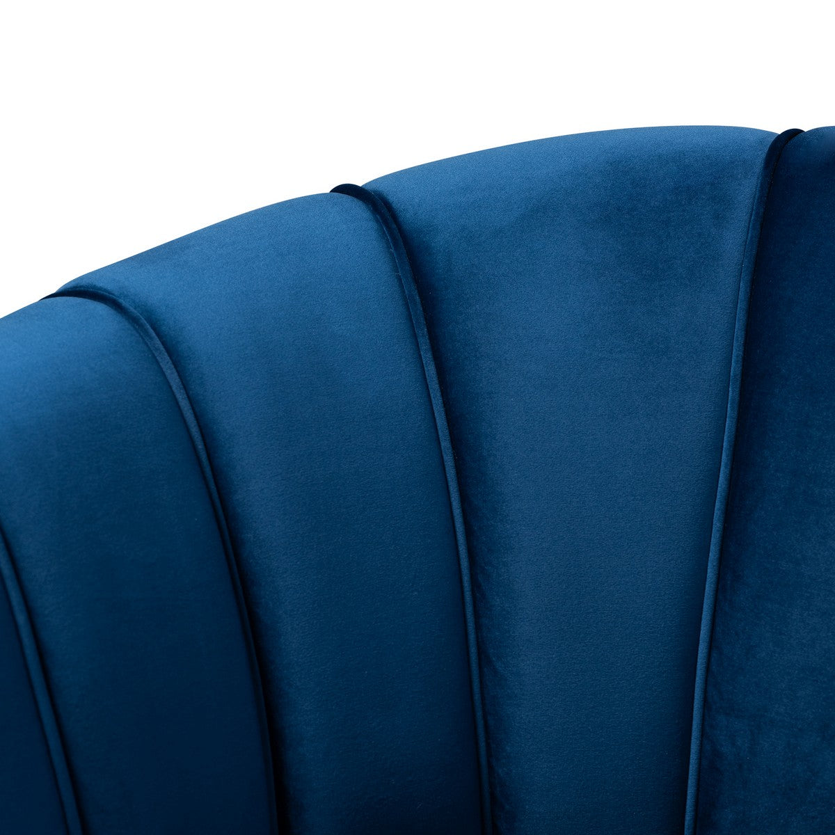 Baxton Studio Emeline Glam and Luxe Navy Blue Velvet Fabric Upholstered Brushed Gold Finished Accent Chair