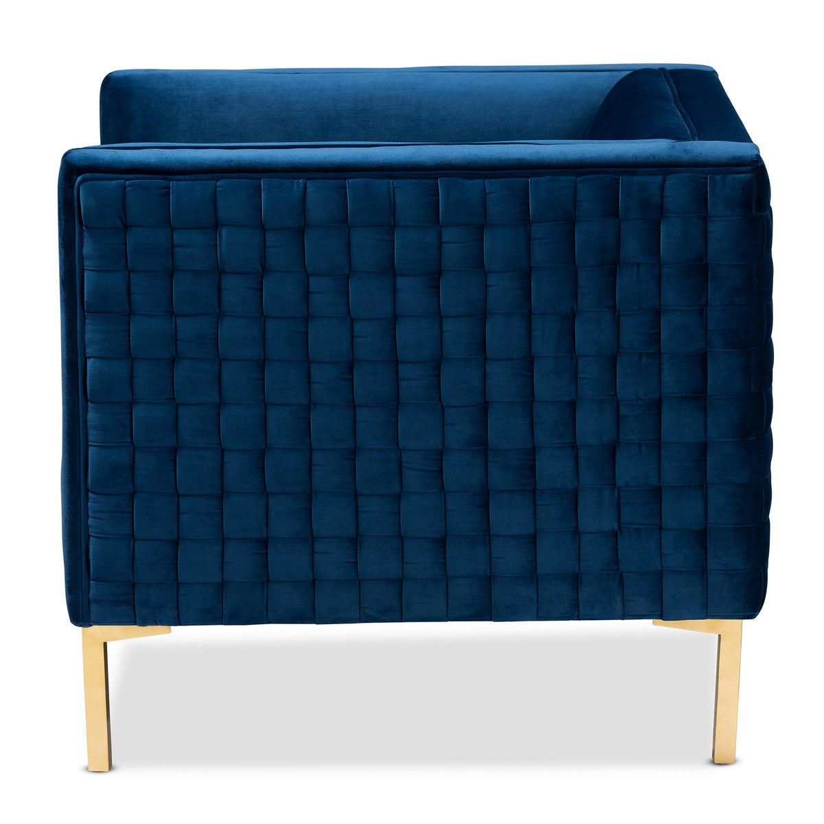 Baxton Studio Seraphin Glam and Luxe Navy Blue Velvet Fabric Upholstered Gold Finished Armchair