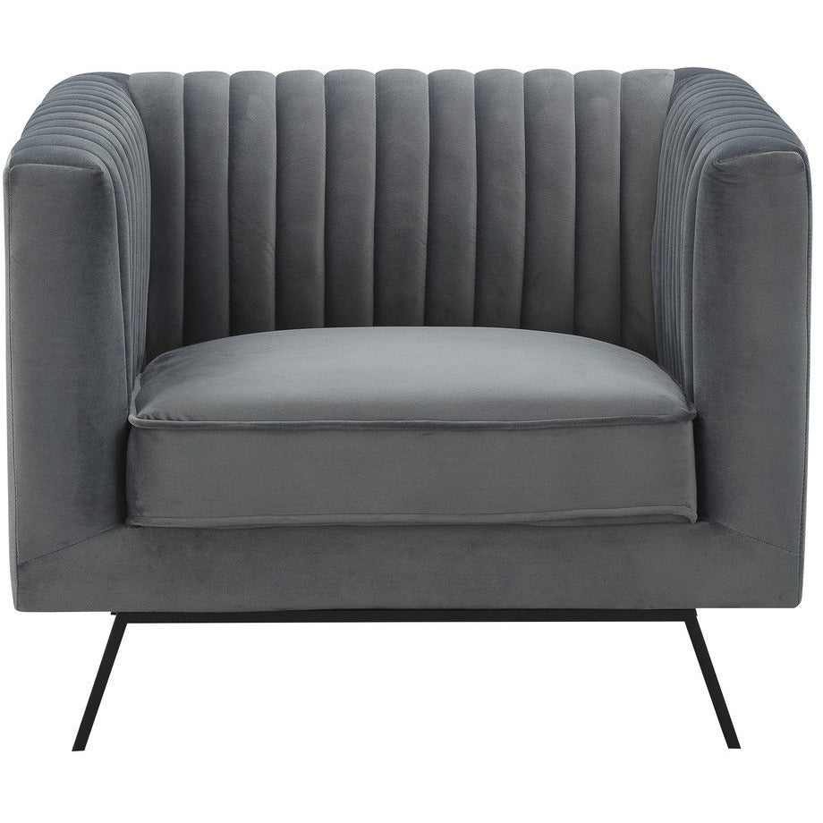 Manhattan Comfort Vandam 1-Seat Charcoal Grey Velvet ArmchairManhattan Comfort-Armchair- - 1