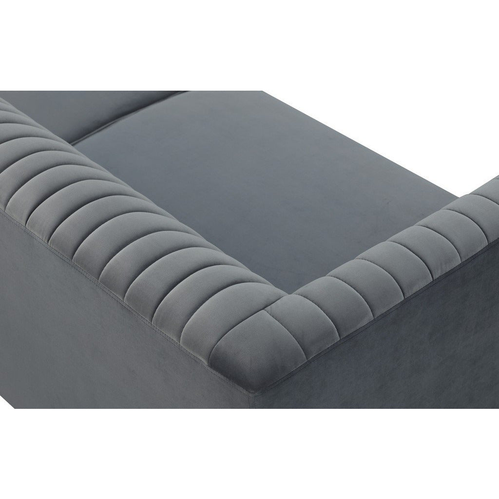 Manhattan Comfort Vandam 2-Seat Charcoal Grey Velvet Loveseat