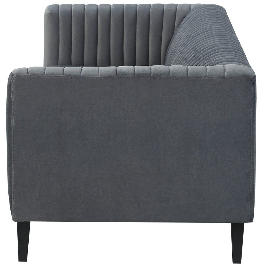 Manhattan Comfort Vandam 3-Seat Charcoal Grey Velvet Sofa