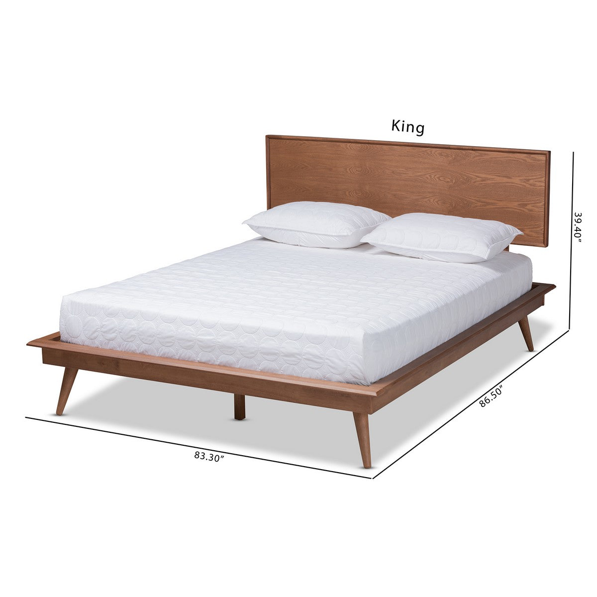 Baxton Studio Karine Mid-Century Modern Walnut Brown Finished Wood Queen Size Platform Bed