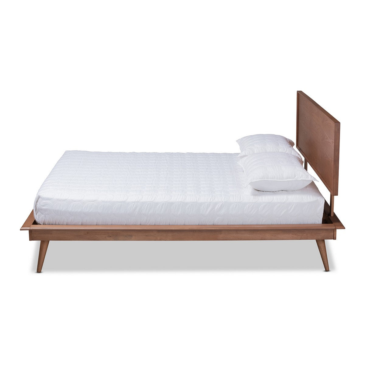 Baxton Studio Karine Mid-Century Modern Walnut Brown Finished Wood Queen Size Platform Bed Baxton Studio-beds-Minimal And Modern - 1