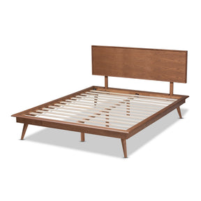 Baxton Studio Karine Mid-Century Modern Walnut Brown Finished Wood King Size Platform Bed