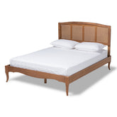 Baxton Studio Marieke Vintage French Inspired Ash Wanut Finished Wood and Synthetic Rattan King Size Platform Bed Baxton Studio- Beds (Platform)-Minimal And Modern - 1
