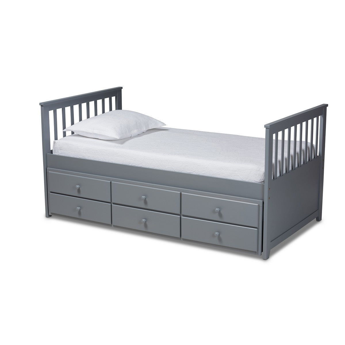 Baxton Studio Trine Classic and Traditional Grey Finished Wood Twin Size Daybed with Trundle Baxton Studio- Daybeds-Minimal And Modern - 1