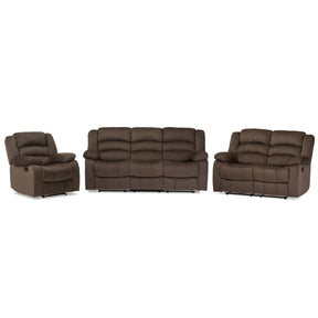 Baxton Studio Hollace Modern and Contemporary Taupe Microsuede Sofa Loveseat and Chair Set with 5 Recliners Living room Set Baxton Studio--Minimal And Modern - 2