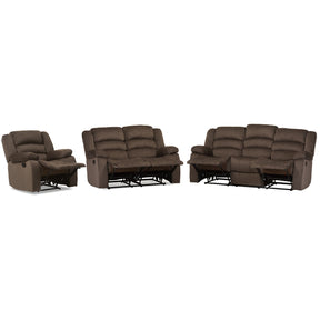 Baxton Studio Hollace Modern and Contemporary Taupe Microsuede Sofa Loveseat and Chair Set with 5 Recliners Living room Set Baxton Studio--Minimal And Modern - 3