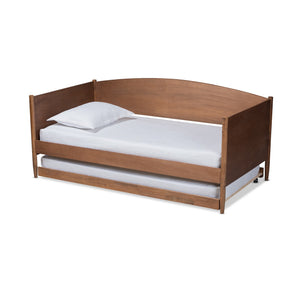 Baxton Studio Veles Mid-Century Modern Ash Wanut Finished Wood Daybed with Trundle Baxton Studio- Beds with Trundle-Minimal And Modern - 1
