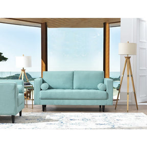 Manhattan Comfort Arthur 2-Seat Mint Green-Blue Tweed Loveseat
