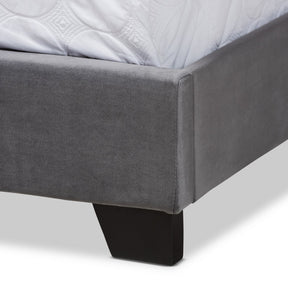 Baxton Studio Samantha Modern and Contemporary Grey Velvet Fabric Upholstered King Size Button Tufted Bed