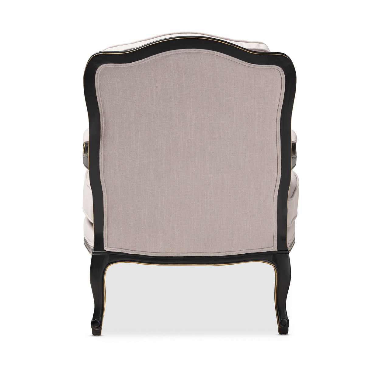 Baxton Studio Antoinette Traditional Beige Fabric Upholstered and Black Finished Accent Chair