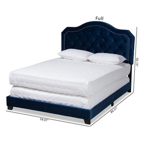Baxton Studio Samantha Modern and Contemporary Navy Blue Velvet Fabric Upholstered Queen Size Button Tufted Bed