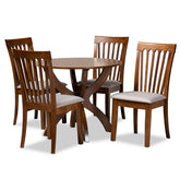 Baxton Studio Bailey Modern and Contemporary Grey Fabric Upholstered and Walnut Brown Finished Wood 5-Piece Dining Set Baxton Studio-Dining Sets-Minimal And Modern - 1
