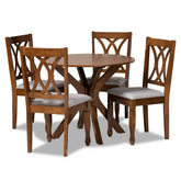 Baxton Studio Maya Modern and Contemporary Grey Fabric Upholstered and Walnut Brown Finished Wood 5-Piece Dining Set Baxton Studio- Dining Sets-Minimal And Modern - 1