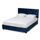 Baxton Studio Caronia Modern and Contemporary Navy Blue Velvet Fabric Upholstered 2-Drawer Queen Size Platform Storage Bed Baxton Studio-beds-Minimal And Modern - 1