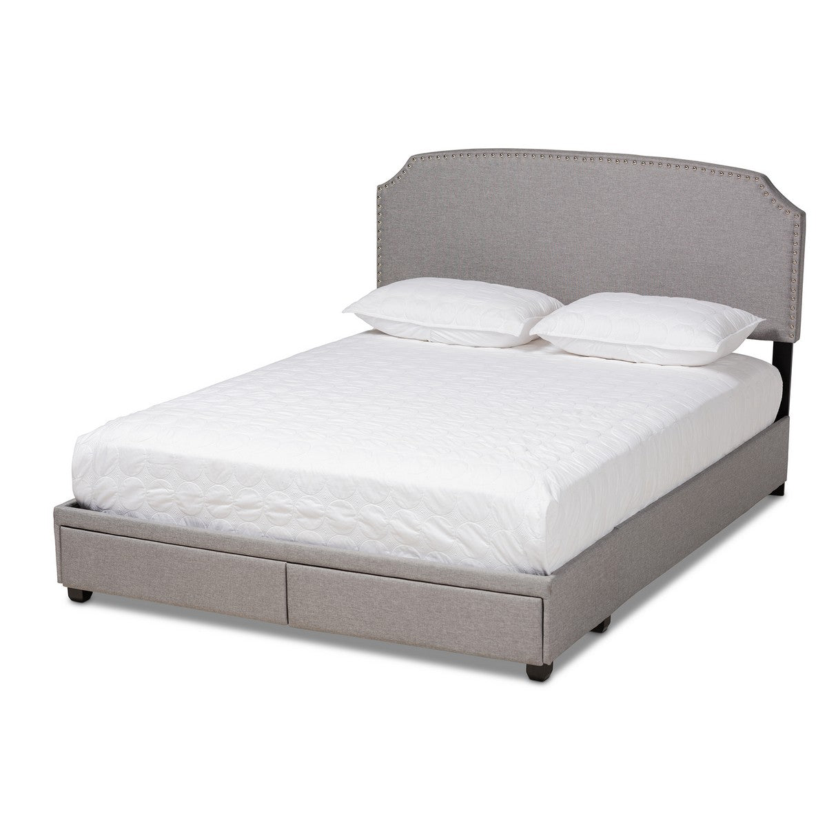 Baxton Studio Larese Light Grey Fabric Upholstered 2-Drawer Queen Size Platform Storage Bed Baxton Studio-beds-Minimal And Modern - 1