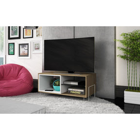 Manhattan Comfort  Boden 35.43" TV Stand with 3 Shelves in White and Oak.